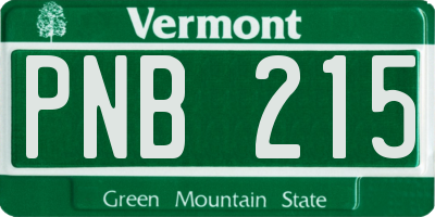 VT license plate PNB215