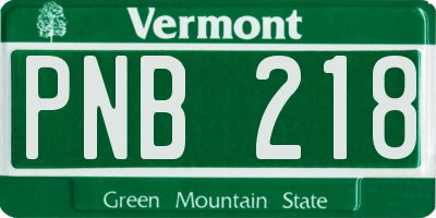 VT license plate PNB218
