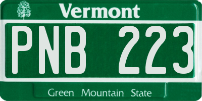 VT license plate PNB223