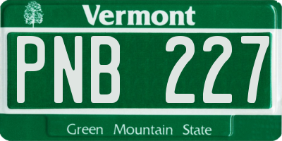 VT license plate PNB227