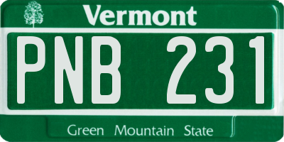 VT license plate PNB231