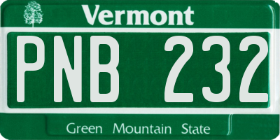 VT license plate PNB232