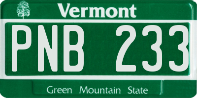 VT license plate PNB233