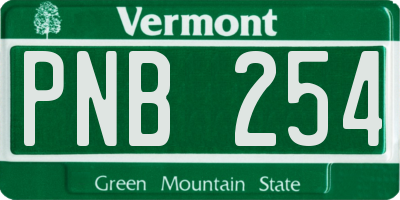 VT license plate PNB254