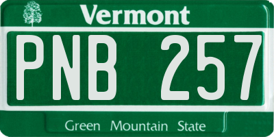 VT license plate PNB257