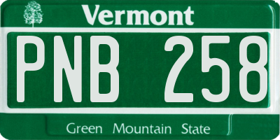 VT license plate PNB258