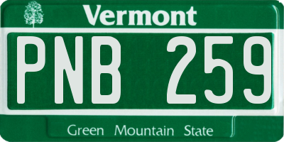 VT license plate PNB259