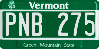 VT license plate PNB275
