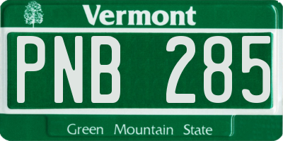 VT license plate PNB285