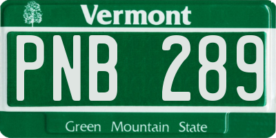 VT license plate PNB289