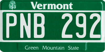 VT license plate PNB292