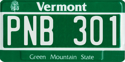 VT license plate PNB301