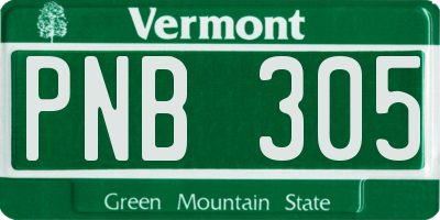 VT license plate PNB305