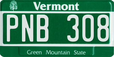 VT license plate PNB308