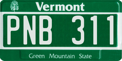 VT license plate PNB311
