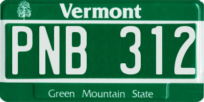 VT license plate PNB312