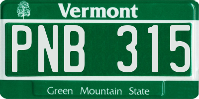 VT license plate PNB315