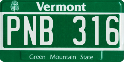 VT license plate PNB316
