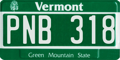 VT license plate PNB318