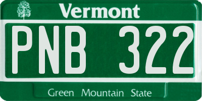 VT license plate PNB322