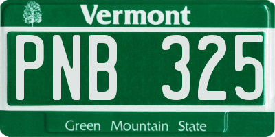 VT license plate PNB325