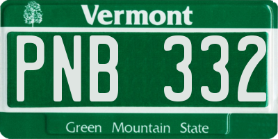 VT license plate PNB332