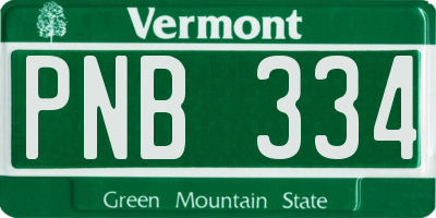 VT license plate PNB334