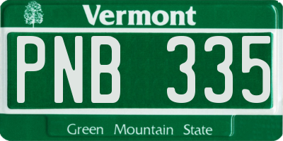 VT license plate PNB335