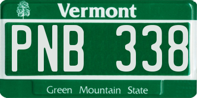 VT license plate PNB338