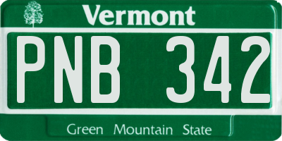 VT license plate PNB342