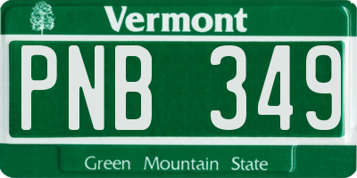 VT license plate PNB349