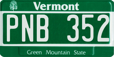 VT license plate PNB352
