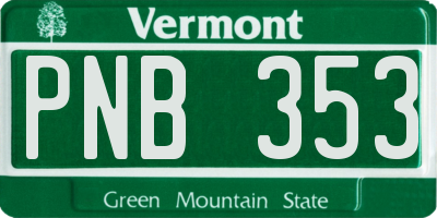 VT license plate PNB353
