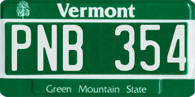VT license plate PNB354
