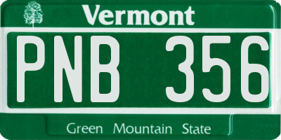 VT license plate PNB356