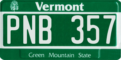 VT license plate PNB357