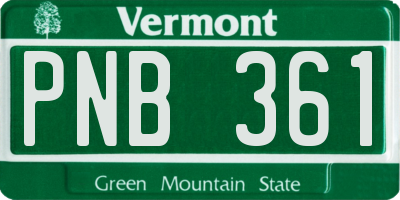 VT license plate PNB361