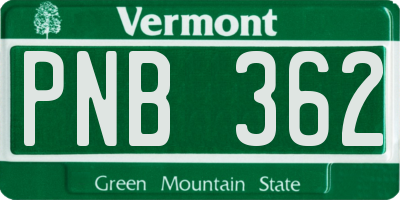 VT license plate PNB362