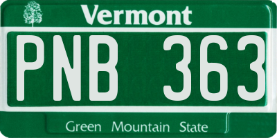 VT license plate PNB363