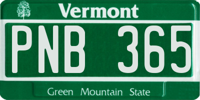 VT license plate PNB365