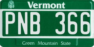VT license plate PNB366