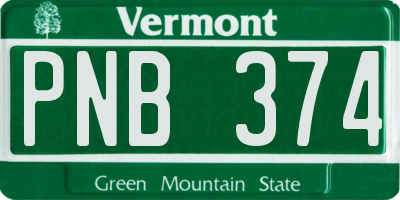 VT license plate PNB374