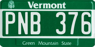 VT license plate PNB376