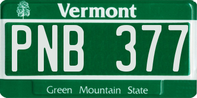 VT license plate PNB377
