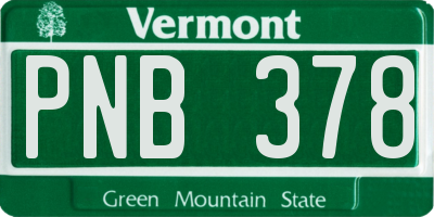 VT license plate PNB378