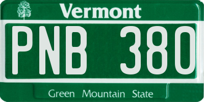 VT license plate PNB380