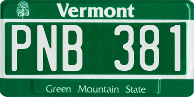 VT license plate PNB381