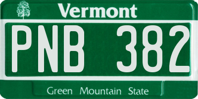 VT license plate PNB382