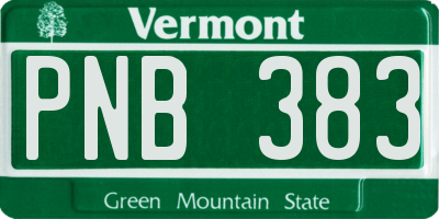 VT license plate PNB383