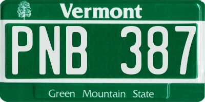 VT license plate PNB387
